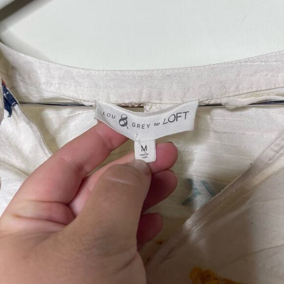 Lou & Grey For Loft Getaway Peasant Blouse White Womens M - Picture 9 of 10